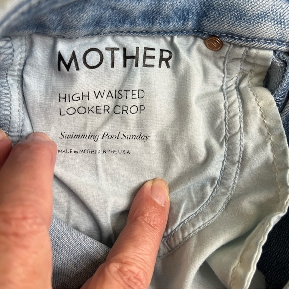 MOTHER High Waisted The Looker crop Swimming Pool Sunday Size 24 blue jeans - Picture 3 of 17
